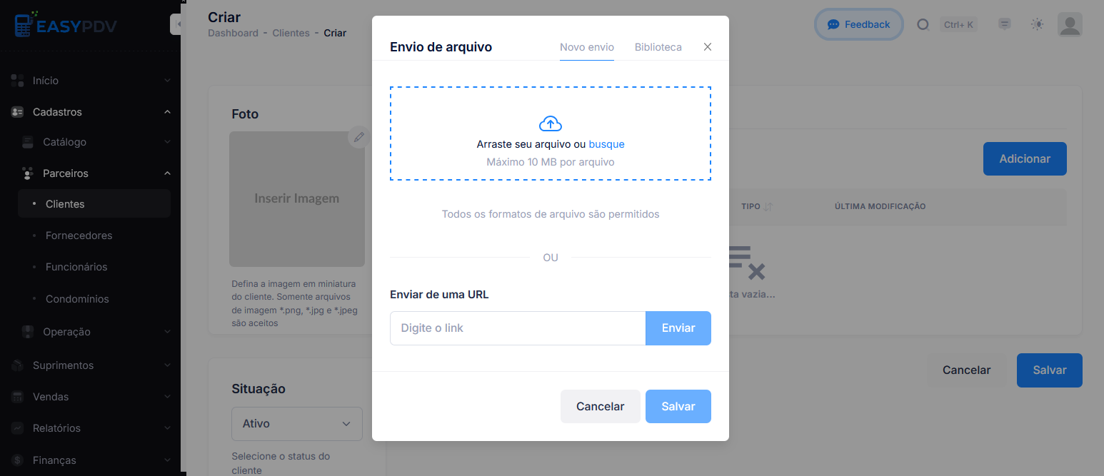 Upload de anexo