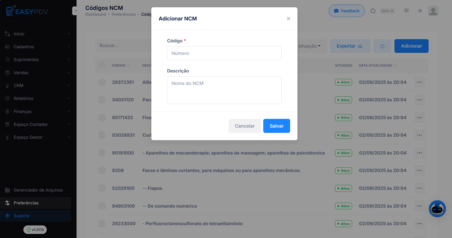 adicionar ncm